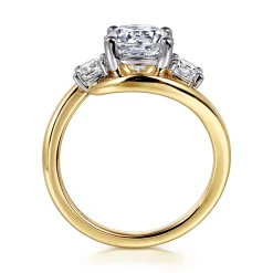 Hot Gabriel & Co. Elin - 14K White-Yellow Gold Round Bypass Three Stone Diamond Engagement Ring