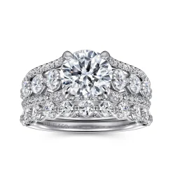 Clearance Gabriel & Co. Elisse - 14K White Gold Wide Band Round Diamond Engagement Ring