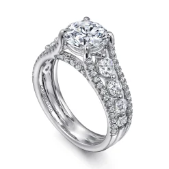 Clearance Gabriel & Co. Elisse - 14K White Gold Wide Band Round Diamond Engagement Ring