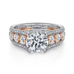 Online Gabriel & Co. Elisse - 14K White-Rose Gold Wide Band Round Diamond Engagement Ring