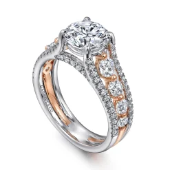 Online Gabriel & Co. Elisse - 14K White-Rose Gold Wide Band Round Diamond Engagement Ring