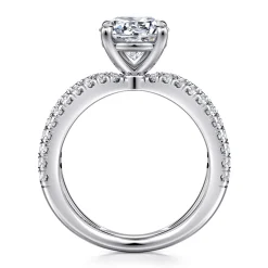 Outlet Gabriel & Co. Elite - 14K White Gold Split Shank Round Diamond Engagement Ring
