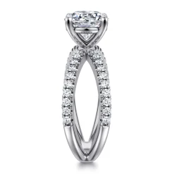 Outlet Gabriel & Co. Elite - 14K White Gold Split Shank Round Diamond Engagement Ring