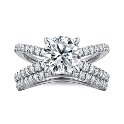 Outlet Gabriel & Co. Elite - 14K White Gold Split Shank Round Diamond Engagement Ring