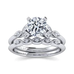 Best Gabriel & Co. Eliza - 14K White Gold Round Diamond Engagement Ring
