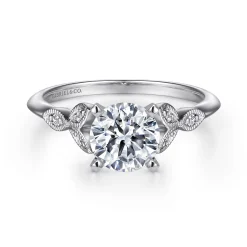 Best Gabriel & Co. Eliza - 14K White Gold Round Diamond Engagement Ring