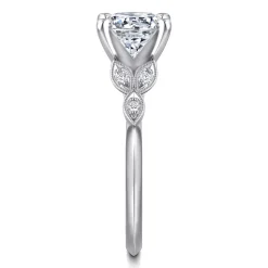 Hot Gabriel & Co. Eliza - Vintage Inspired 14K White Gold Split Shank Round Diamond Engagement Ring