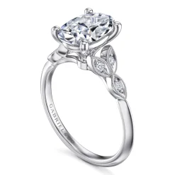 Online Gabriel & Co. Eliza - Vintage Inspired 14K White Gold Split Shank Oval Diamond Engagement Ring