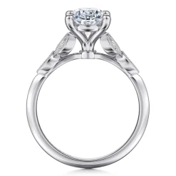 Online Gabriel & Co. Eliza - Vintage Inspired 14K White Gold Split Shank Oval Diamond Engagement Ring