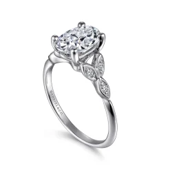 Hot Gabriel & Co. Eliza - Vintage Inspired 14K White Gold Split Shank Oval Diamond Engagement Ring