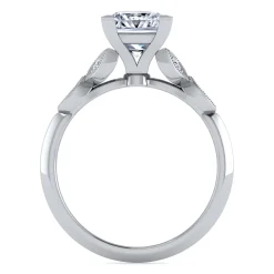 Best Gabriel & Co. Eliza - Vintage Inspired 14K White Gold Split Shank Princess Cut Diamond Engagement Ring