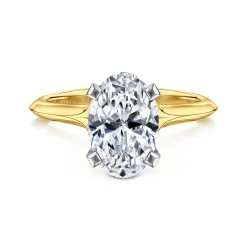 Discount Gabriel & Co. Ellis - 14K Mix of White and Yellow Gold Oval Diamond Engagement Ring