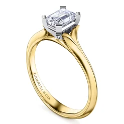 Hot Gabriel & Co. Ellis - 14K White-Yellow Gold Emerald Cut Diamond Engagement Ring