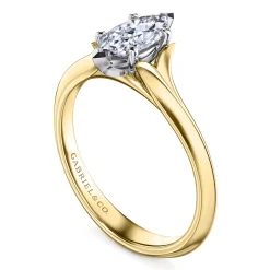 Sale Gabriel & Co. Ellis - 14K White-Yellow Gold Marquise Diamond Engagement Ring