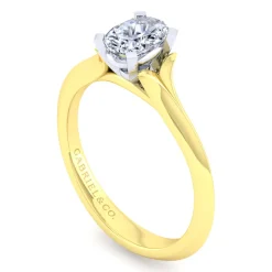 Discount Gabriel & Co. Ellis - 14K White-Yellow Gold Oval Diamond Engagement Ring