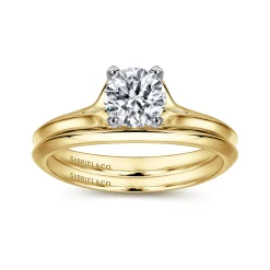 New Gabriel & Co. Ellis - 14K White-Yellow Gold Round Diamond Engagement Ring