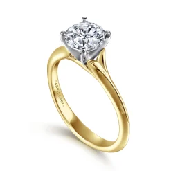 New Gabriel & Co. Ellis - 14K White-Yellow Gold Round Diamond Engagement Ring