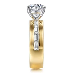 Online Gabriel & Co. Elsaa - 14K Yellow-White Gold Channel Set Baguette Wide Band Round Diamond Engagement Ring