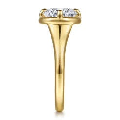 New Gabriel & Co. Elsa - 14K Yellow Gold Compass Bezel Prong Round Solitaire Diamond Engagement Ring