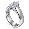 Clearance Gabriel & Co. Elza - 14K White Gold Bezel Prong Wide Band Marquise Diamond Engagement Ring