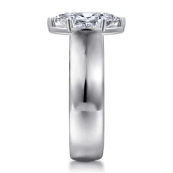 Clearance Gabriel & Co. Elza - 14K White Gold Bezel Prong Wide Band Marquise Diamond Engagement Ring