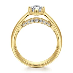 Sale Gabriel & Co. Elza - 14K Yellow Gold Bezel Prong Wide Band Pear Diamond Engagement Ring