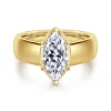 New Gabriel & Co. Elza - 14K Yellow Gold Bezel Prong Wide Band Marquise Diamond Engagement Ring