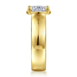 Gabriel & Co. Elza - 14K Yellow Gold Bezel Prong Wide Band Elongated Cushion Diamond Engagement Ring