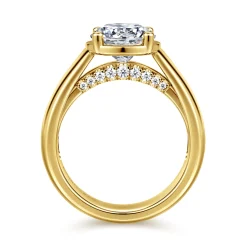 Sale Gabriel & Co. Elza - 14K Yellow Gold Bezel Prong Wide Band Round Diamond Engagement Ring