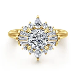 Online Gabriel & Co. Emarie - 14K Yellow Gold Cushion Halo Diamond Engagement Ring