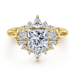 Gabriel & Co. Emarie - 14K Yellow Gold Princess Halo Diamond Engagement Ring