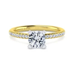 Clearance Gabriel & Co. Emberlynn - 14K White-Yellow Gold Round Diamond Engagement Ring