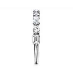 Gabriel & Co. Emerald - 14K White Gold Baguette and Round Diamond Anniversary Band - 1 ct