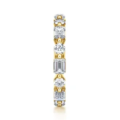 Online Gabriel & Co. Emerald - 14K Yellow Gold Emerald Cut and Round Diamond Eternity Band - 1.69 ct