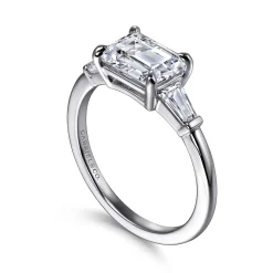 Gabriel & Co. Emeroux - 14K White Gold Emerald Cut Three Stone Diamond Engagement Ring