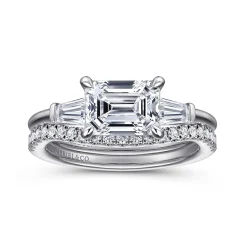 Gabriel & Co. Emeroux - 14K White Gold Emerald Cut Three Stone Diamond Engagement Ring