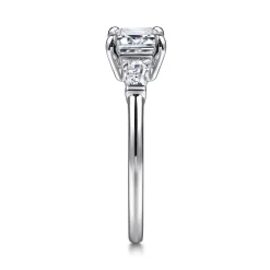Gabriel & Co. Emeroux - 14K White Gold Emerald Cut Three Stone Diamond Engagement Ring
