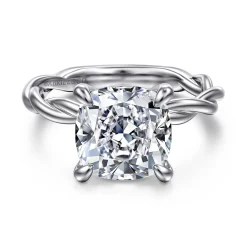 Online Gabriel & Co. Emersin - 14K White Gold Twisted Cushion Cut Diamond Engagement Ring