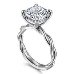Online Gabriel & Co. Emersin - 14K White Gold Twisted Cushion Cut Diamond Engagement Ring