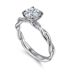 Sale Gabriel & Co. Emersin - 14K White Gold Twisted Round Diamond Engagement Ring