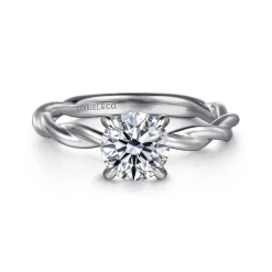 Sale Gabriel & Co. Emersin - 14K White Gold Twisted Round Diamond Engagement Ring