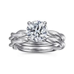 Online Gabriel & Co. Emersin - 14K White Gold Twisted Round Diamond Engagement Ring
