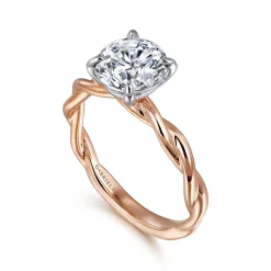 Discount Gabriel & Co. Emersin - 14K White-Rose Gold Twisted Round Diamond Engagement Ring