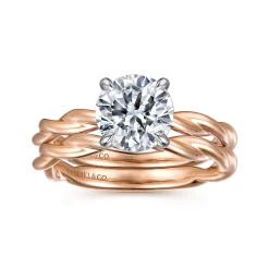 Discount Gabriel & Co. Emersin - 14K White-Rose Gold Twisted Round Diamond Engagement Ring