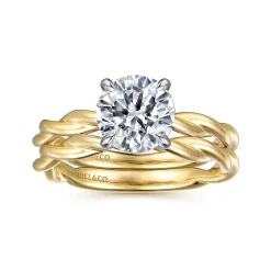 Discount Gabriel & Co. Emersin - 14K White-Yellow Gold Twisted Round Diamond Engagement Ring