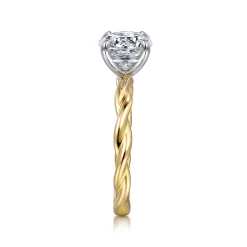 Discount Gabriel & Co. Emersin - 14K White-Yellow Gold Twisted Round Diamond Engagement Ring