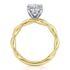 Clearance Gabriel & Co. Emersin - 14K White-Yellow Gold Twisted Oval Diamond Engagement Ring