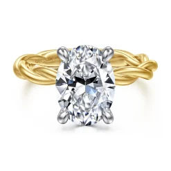 Hot Gabriel & Co. Emersin - 14K White-Yellow Gold Twisted Oval Diamond Engagement Ring