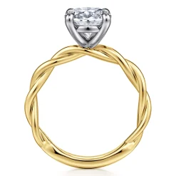 Hot Gabriel & Co. Emersin - 14K White-Yellow Gold Twisted Oval Diamond Engagement Ring