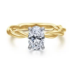 New Gabriel & Co. Emersin - 14K White-Yellow Gold Twisted Oval Diamond Engagement Ring